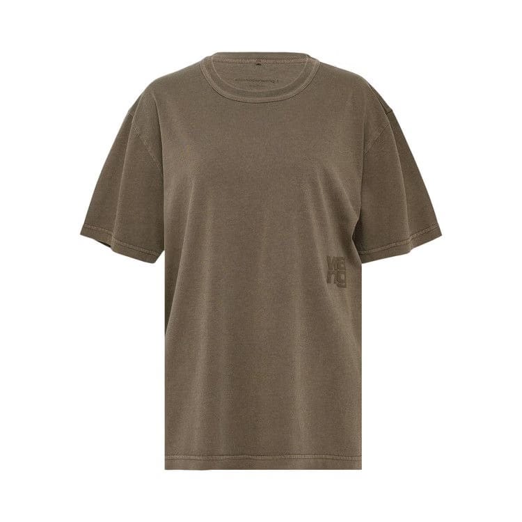 Alexander Wang Essential Jersey Puff Logo Shorts-Sleeve T-Shirt Washed Walnut
