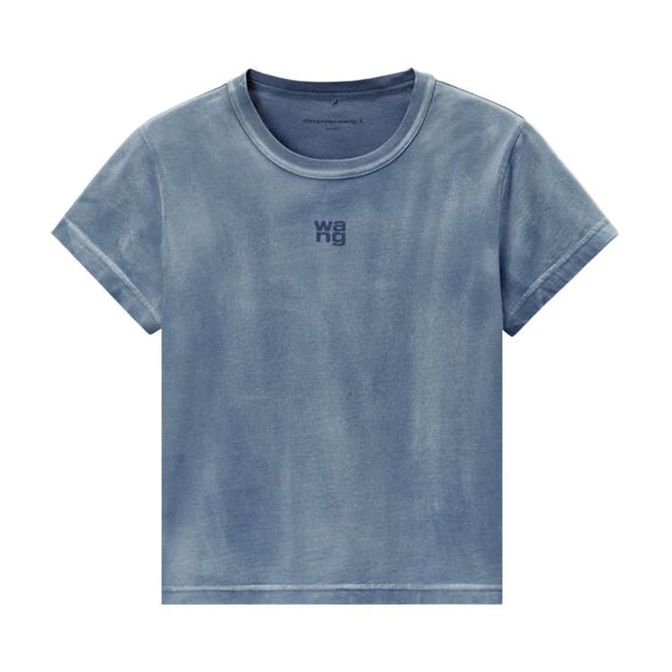 Alexander Wang Essential Jersey Puff Logo Shrunk T-Shirt Washed Blue Ink