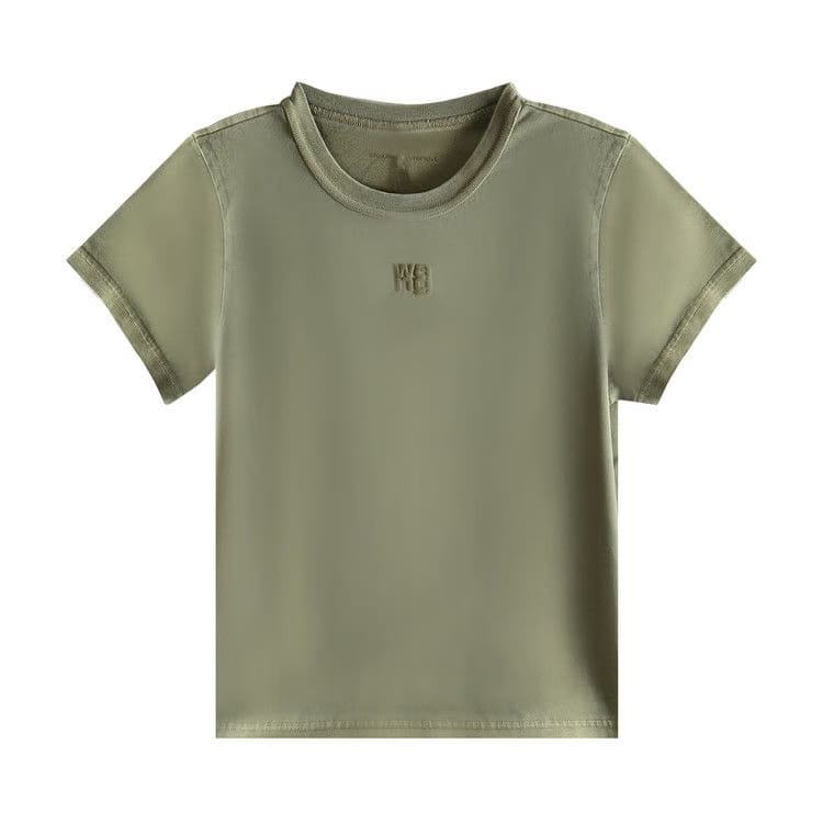 Alexander Wang Essential Jersey Puff Logo Shrunk T-Shirt Washed Walnut
