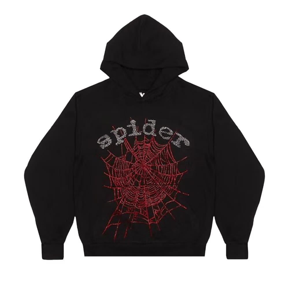 Sp5der OG Rhinestone Hoodie Black