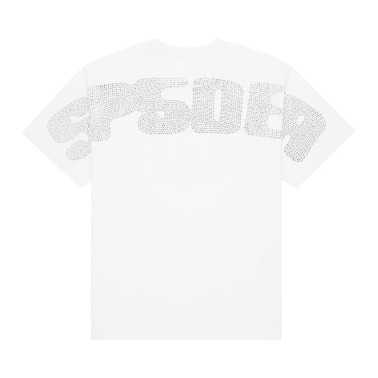 Sp5der Rhinestone Silk T-Shirt White