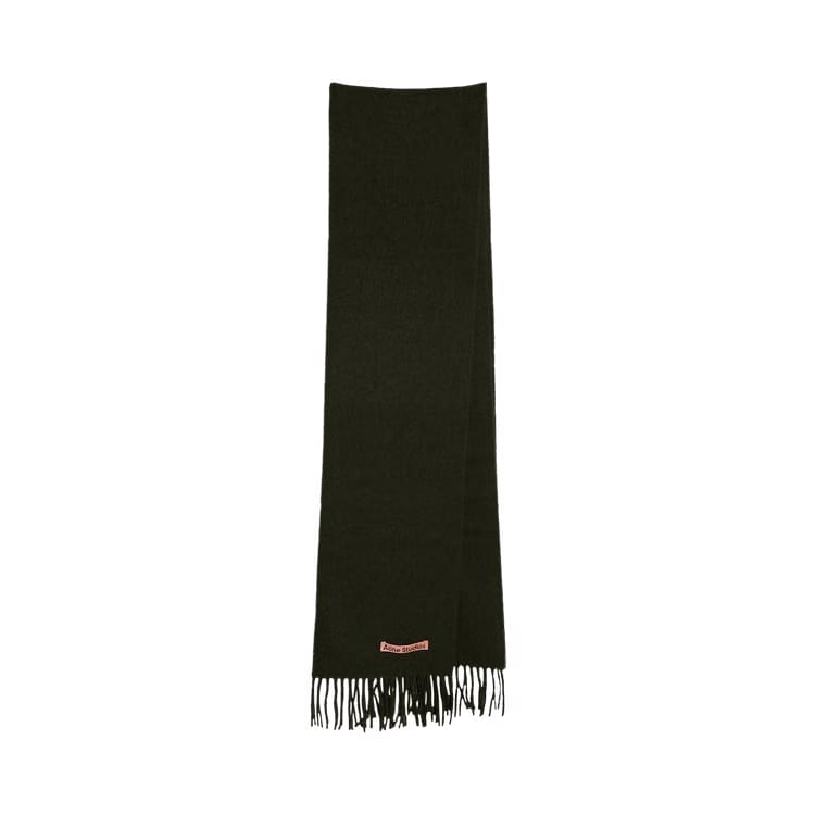 Acne Studios Fringe Wool Scarf Wood Green Melange