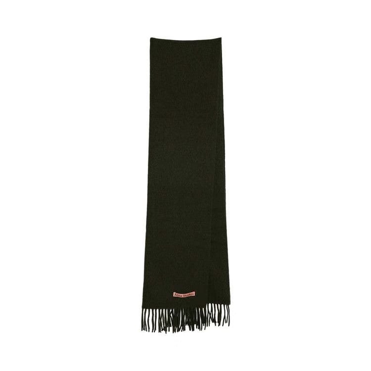 Acne Studios Fringe Wool Scarf Wood Green Melange