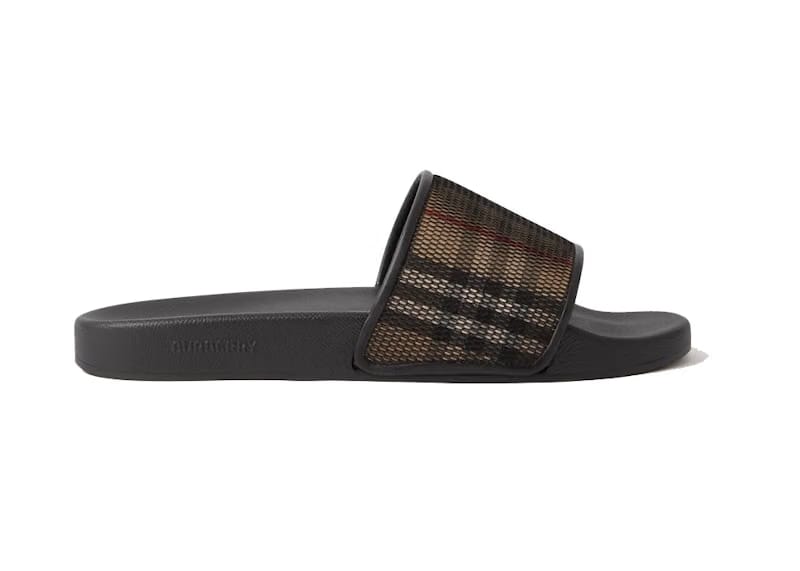 Burberry Check Slide Archive Beige Mesh