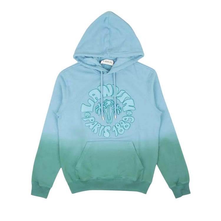 Lanvin Embossed Logo Ombré Hoodie Teal/Blue