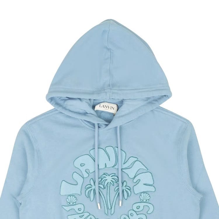 Lanvin Embossed Logo Ombré Hoodie Teal/Blue