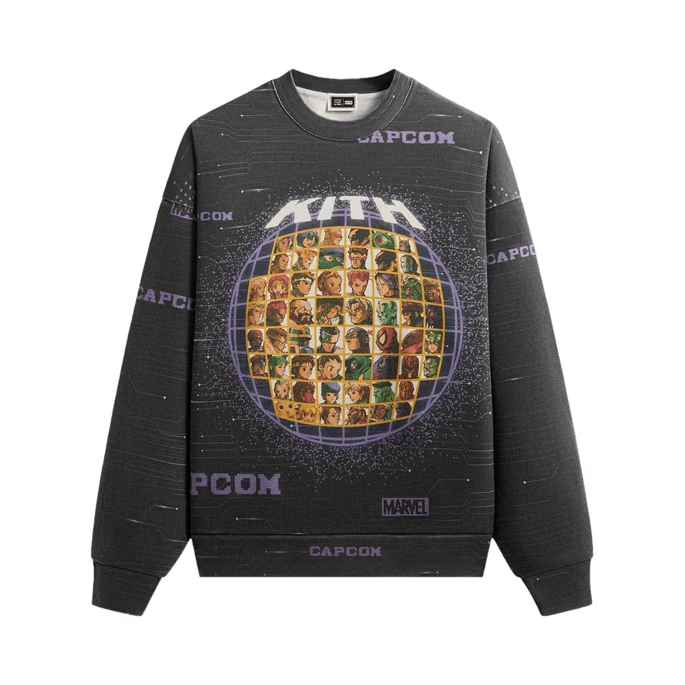 Kith x Marvel vs. Capcom Character Select Vintage Nelson Crewneck Black