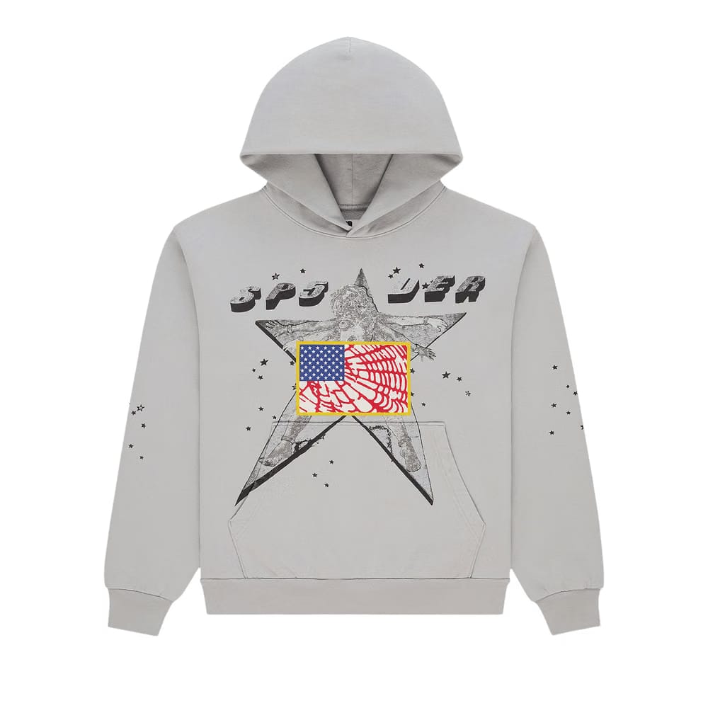 Sp5der Star Girl Hoodie Grey