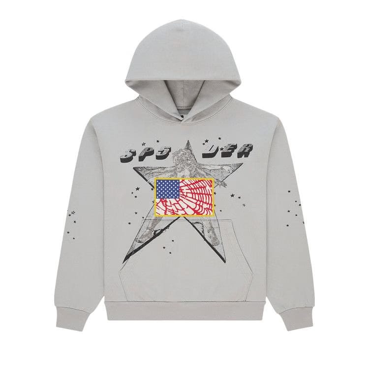 Sp5der Star Girl Hoodie Grey