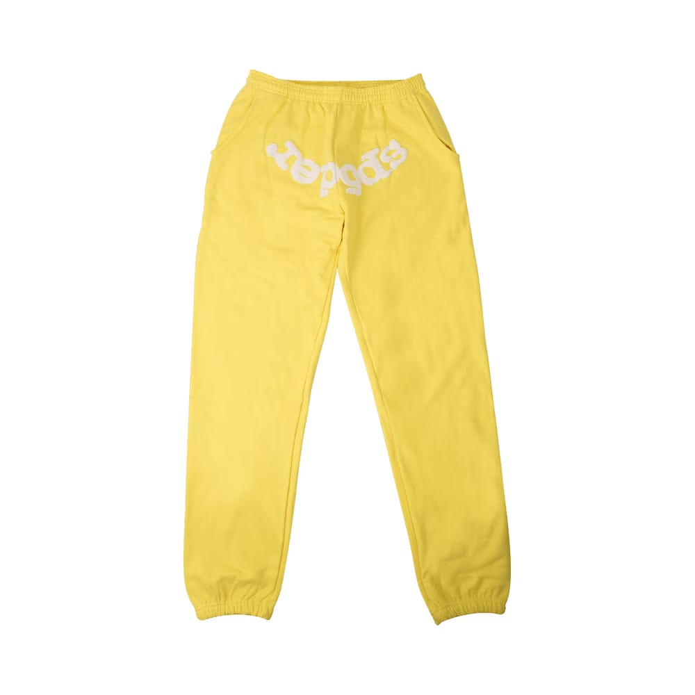 Sp5der Logo Print Sweatpants Yellow