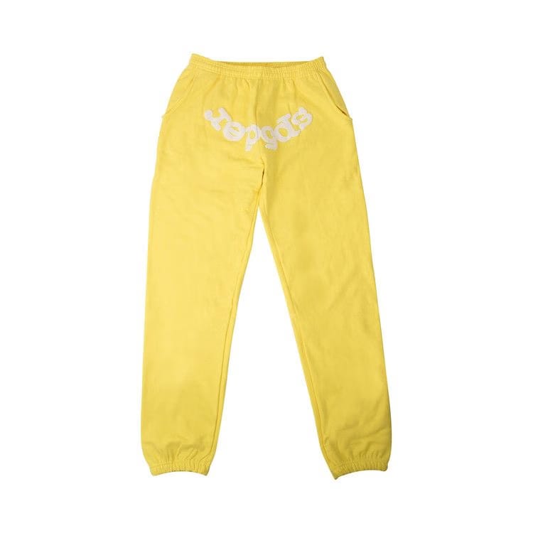 Sp5der Logo Print Sweatpants Yellow