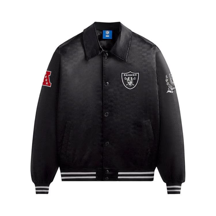 Kith For The NFL: Raiders Satin Bomber Jacket Black