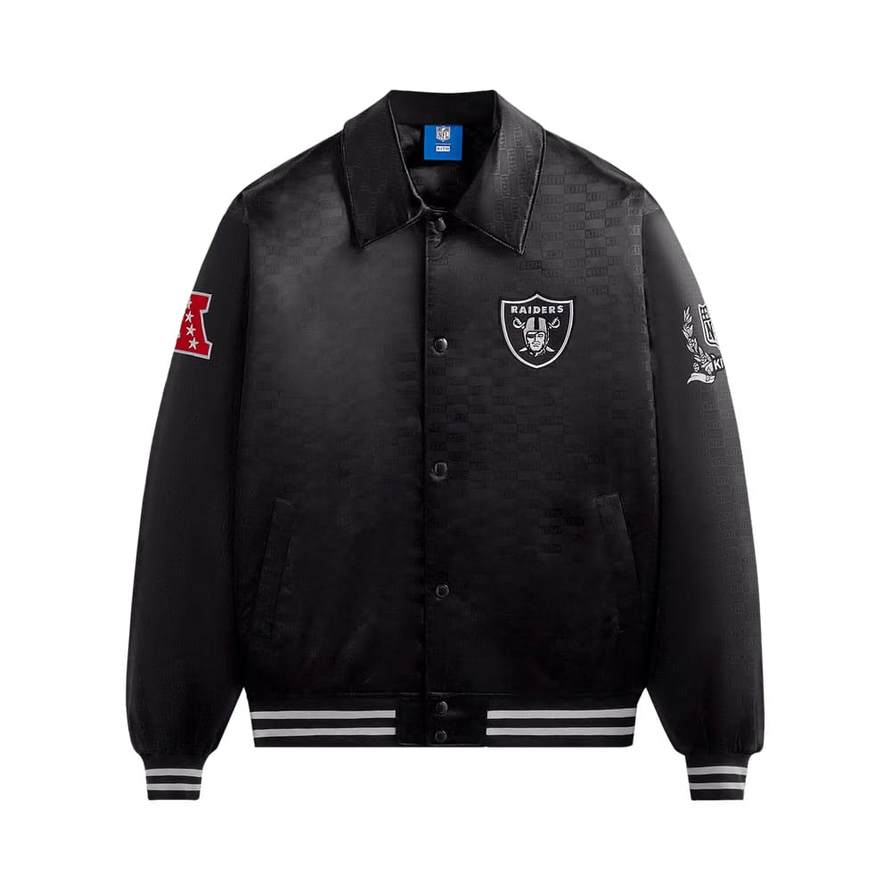Kith For The NFL: Raiders Satin Bomber Jacket Black