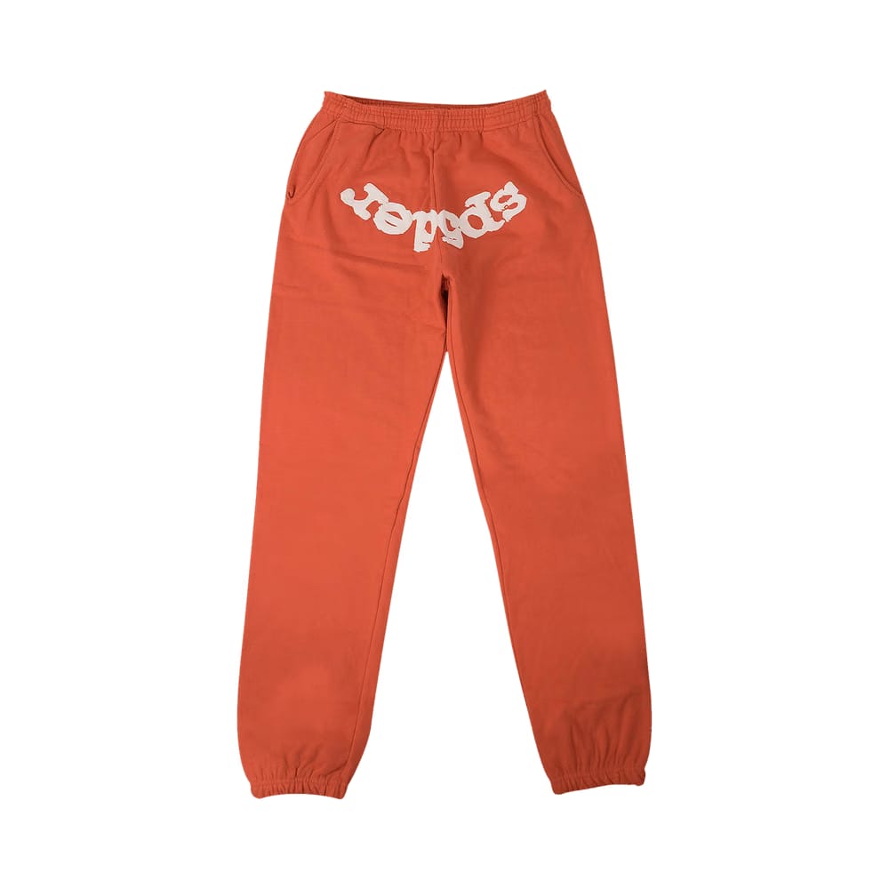 Sp5der Logo Print Sweatpants Orange