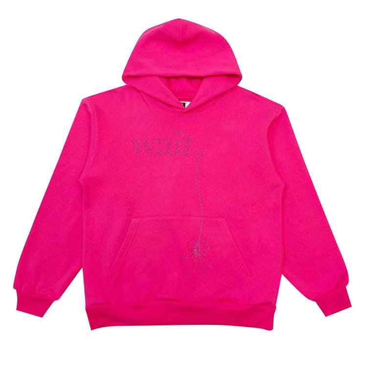 Sp5der Wait Stone Rhinestone Hoodie PInk