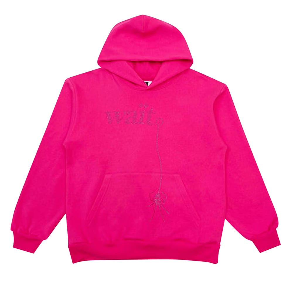 Sp5der Wait Stone Rhinestone Hoodie PInk