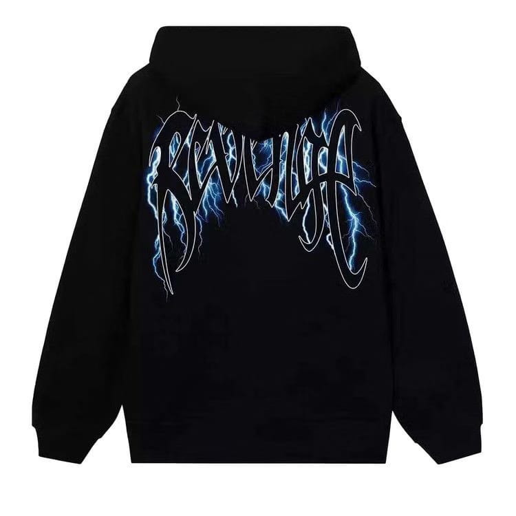 Revenge Blue Lightning Arch Logo Hoodie Black