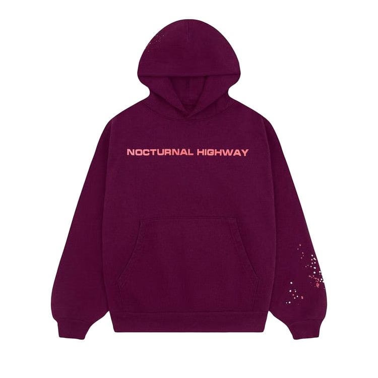 Sp5der Nocturnal Highway Hoodie Burgundy