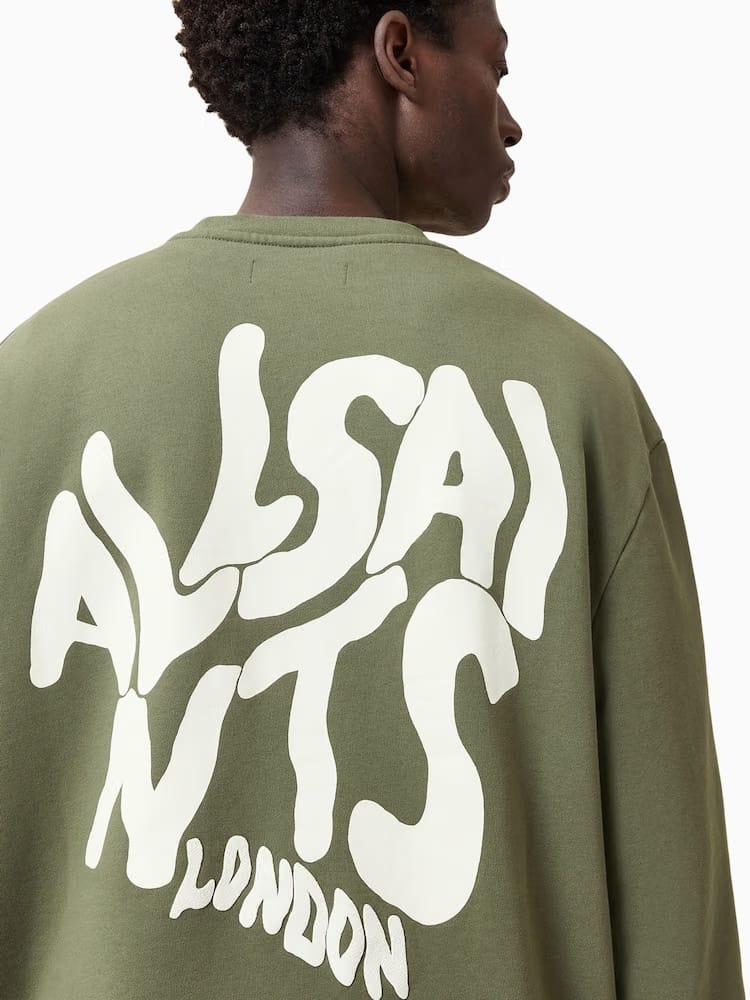 AllSaints Green Orlando Crew Cotton Sweatshirt