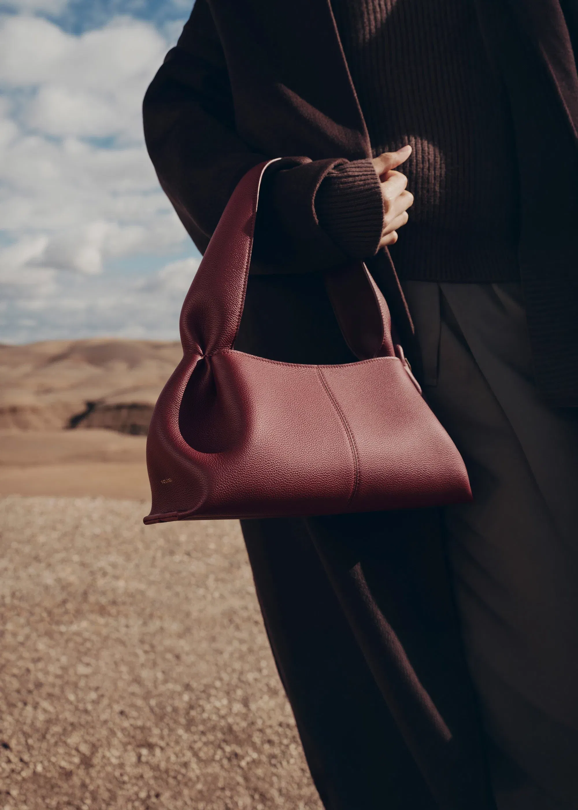 Polene Numero Neuf East West Textured Black Cherry