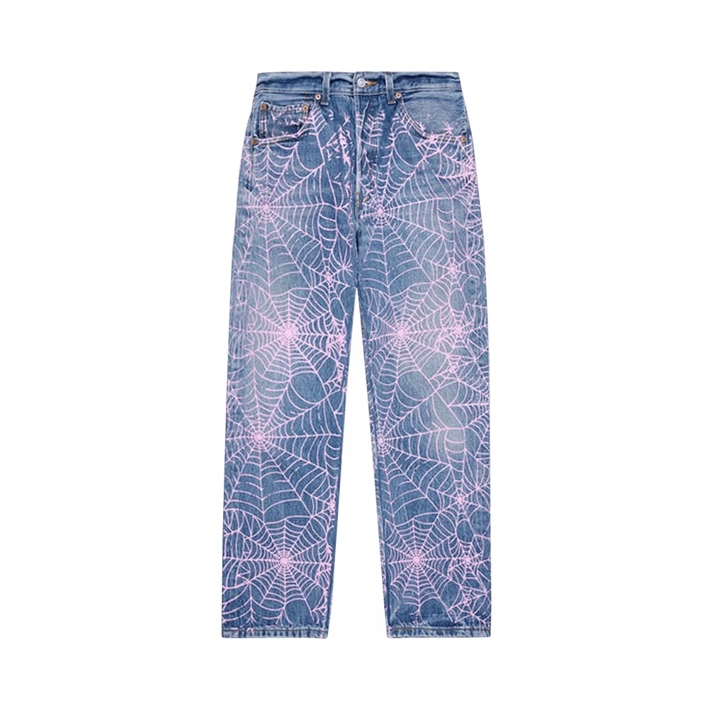 Sp5der Vintage 501 Denim AOP Pink Web