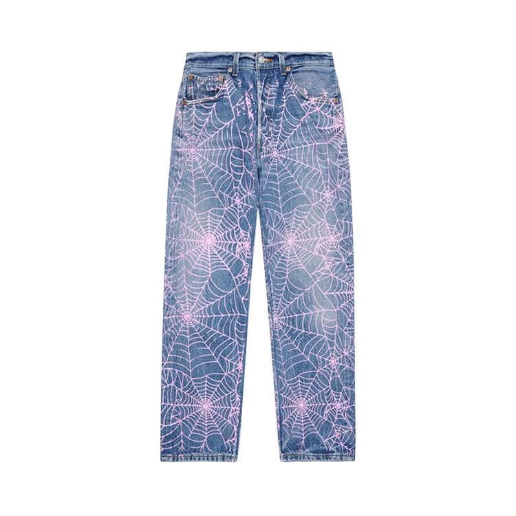Sp5der Vintage 501 Denim AOP Pink Web