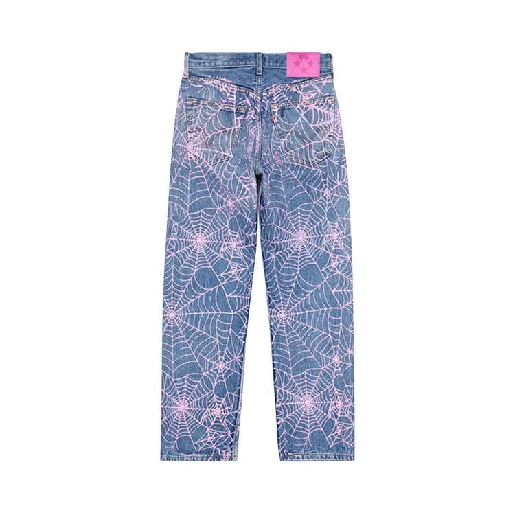 Sp5der Vintage 501 Denim AOP Pink Web