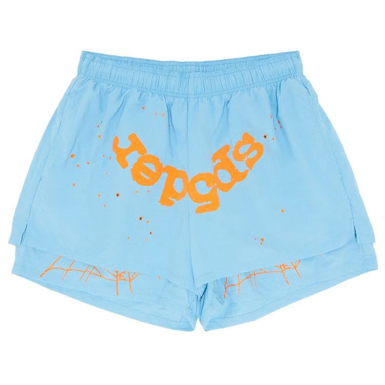 Sp5der OG Web Double Layer Shorts Light Blue