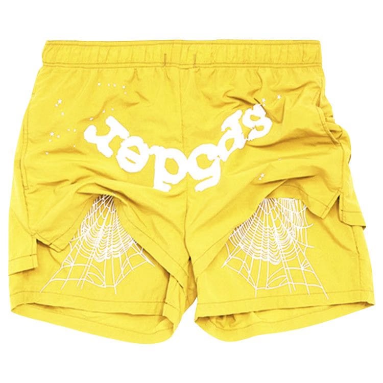 Sp5der Logo Shorts Yellow