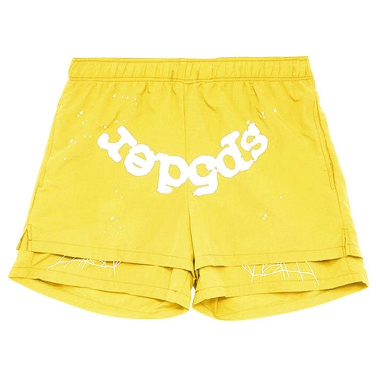 Sp5der Logo Shorts Yellow