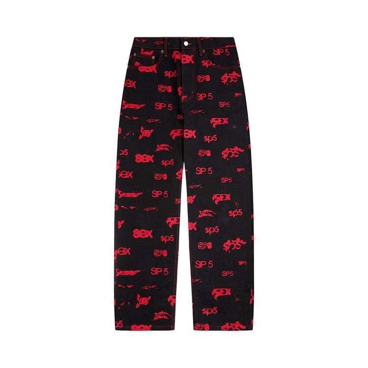 Sp5der 5ex AOP Denim Pants Black