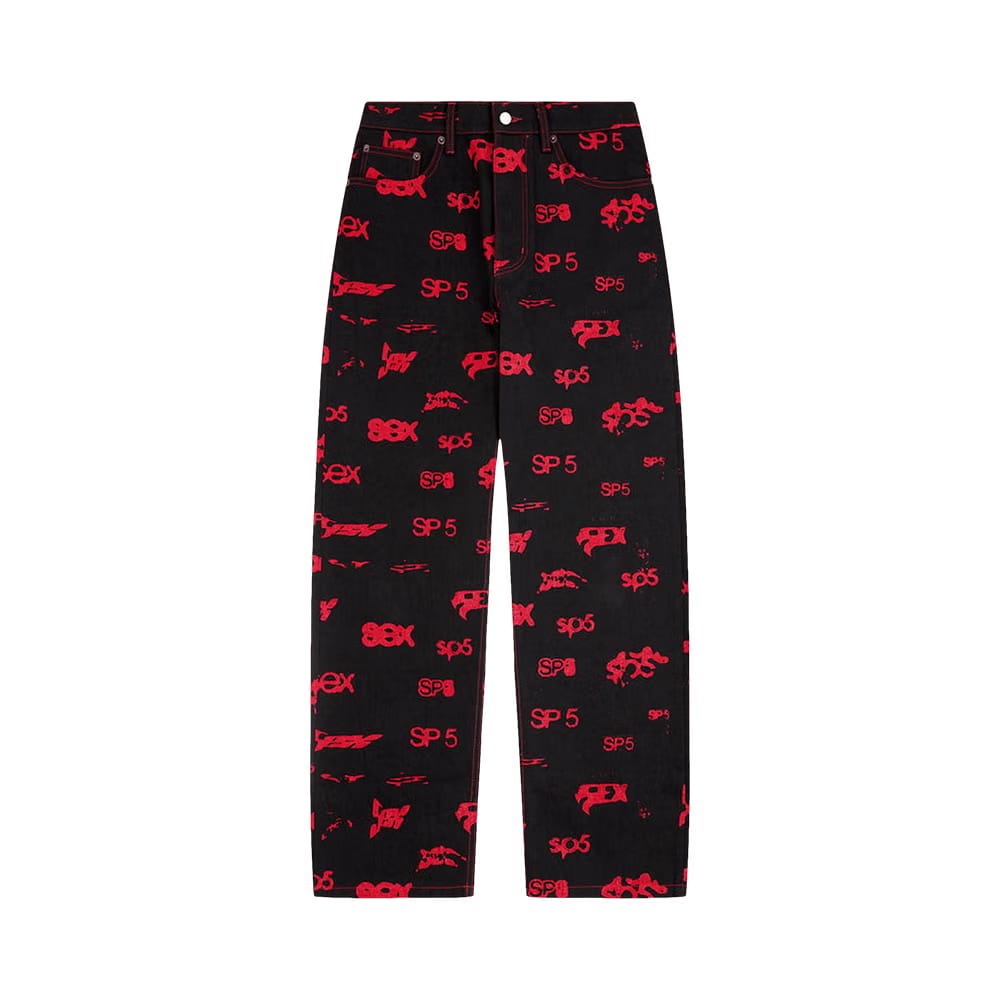 Sp5der 5ex AOP Denim Pants Black