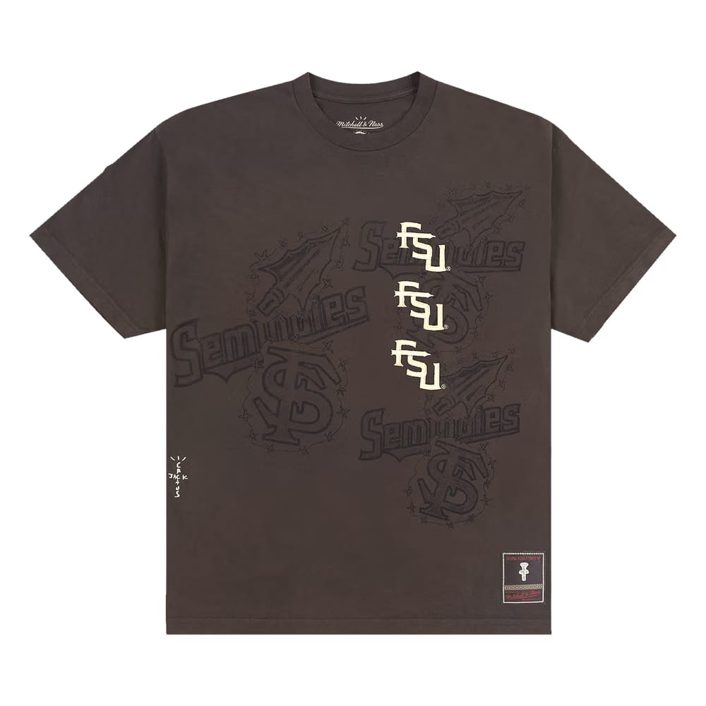 Cactus Jack by Travis Scott x Mitchell & Ness Florida State University Seal T-Shirt Brown