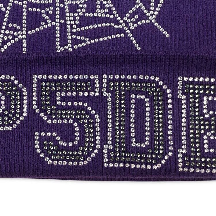 Sp5der Rhinestone Beanie Purple