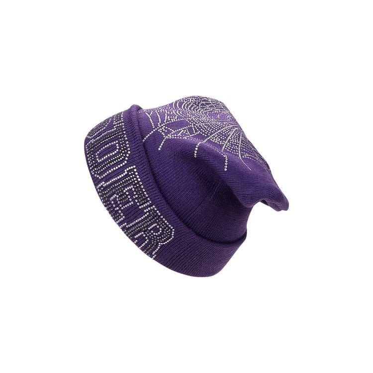Sp5der Rhinestone Beanie Purple