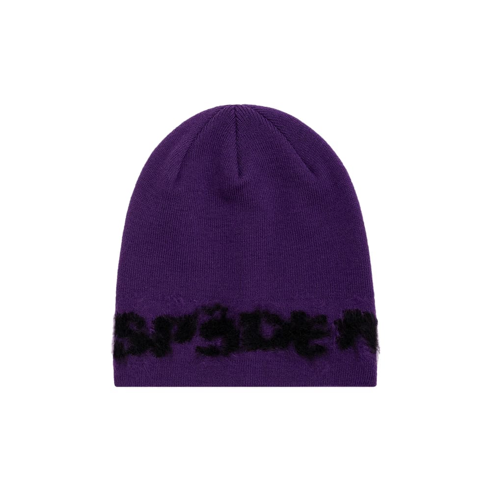 Sp5der Fuzzy Logo Mohair Beanie Purple