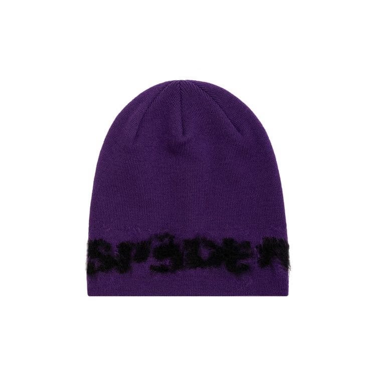 Sp5der Fuzzy Logo Mohair Beanie Purple