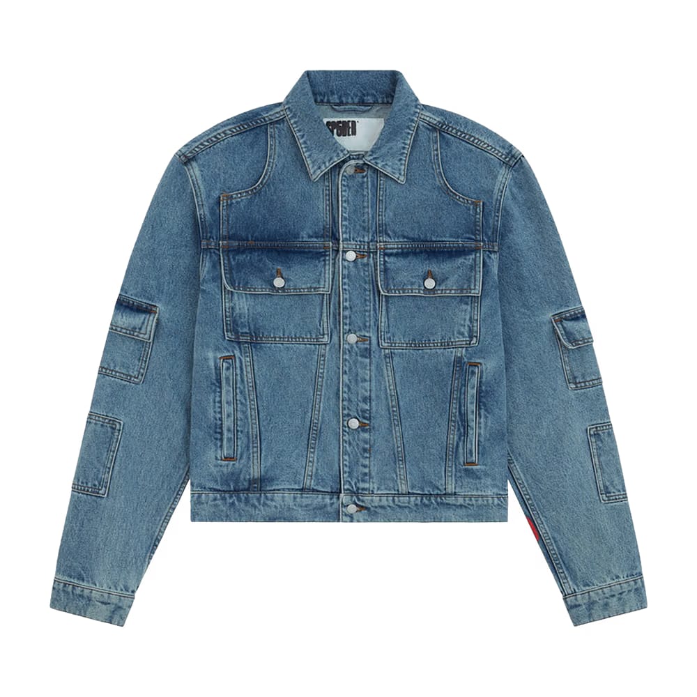 Sp5der Denim V3 Truck Jacket Light Wash Denim