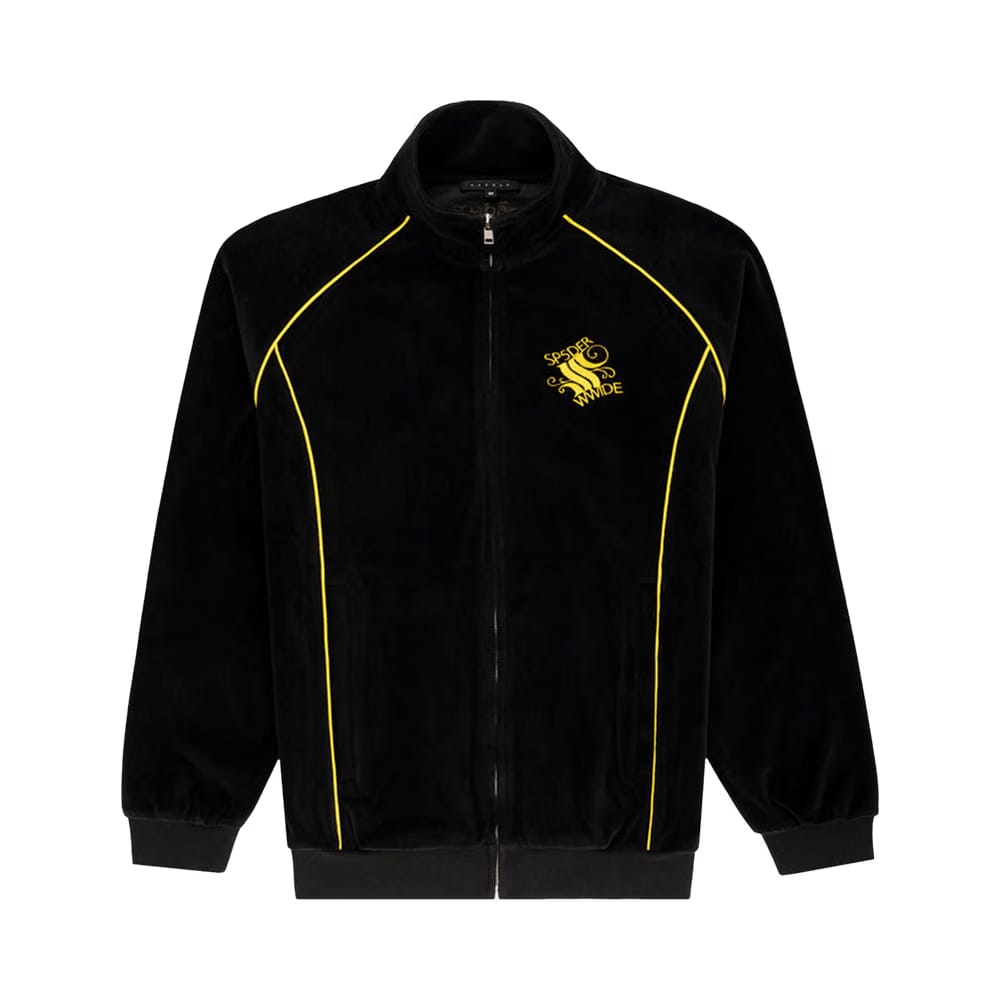 Sp5der Outline Velour Track Jacket Black