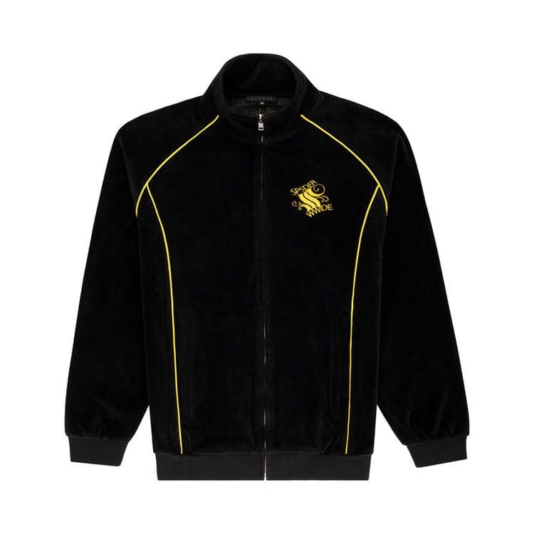 Sp5der Outline Velour Track Jacket Black