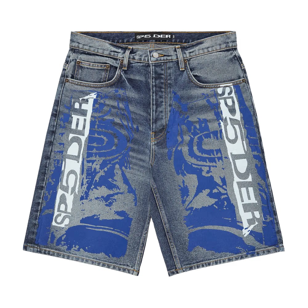 Sp5der Moto GT Denim Shorts Indigo