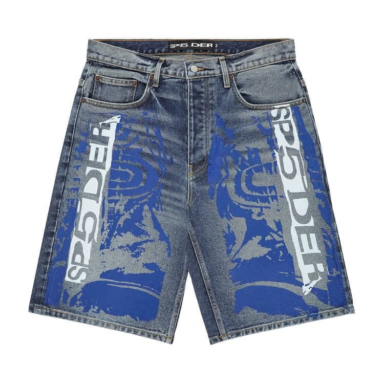 Sp5der Moto GT Denim Shorts Indigo
