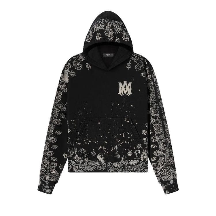 Amiri Bandana Bleach All Over Hoodie Black