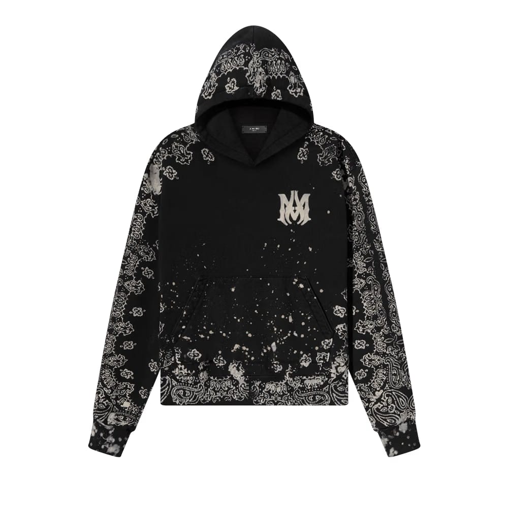 Amiri Bandana Bleach All Over Hoodie Black