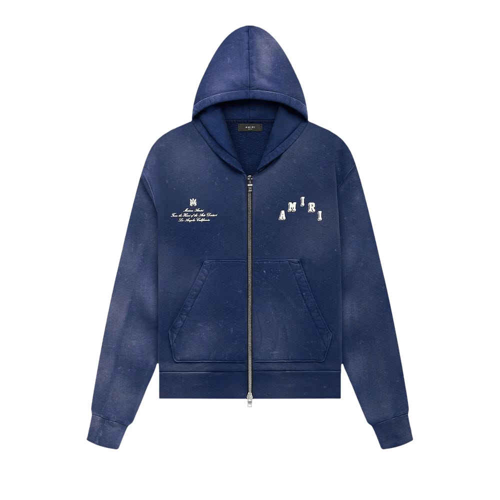 Amiri Vintage Collegiate Zip Hoodie Blue