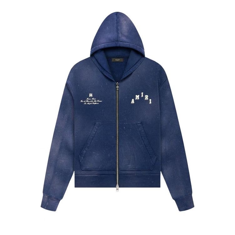 Amiri Vintage Collegiate Zip Hoodie Blue