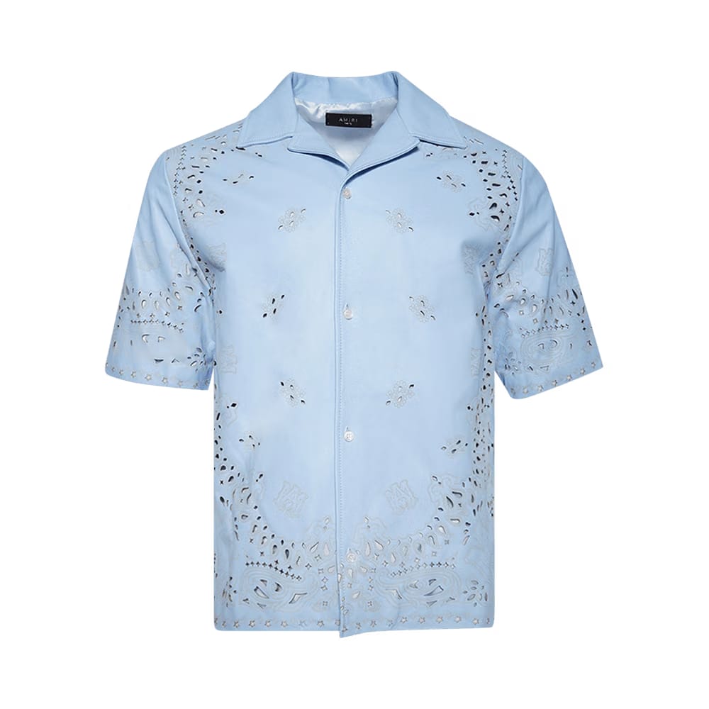 Amiri Bandana Laser Camp Shirt Cerulean