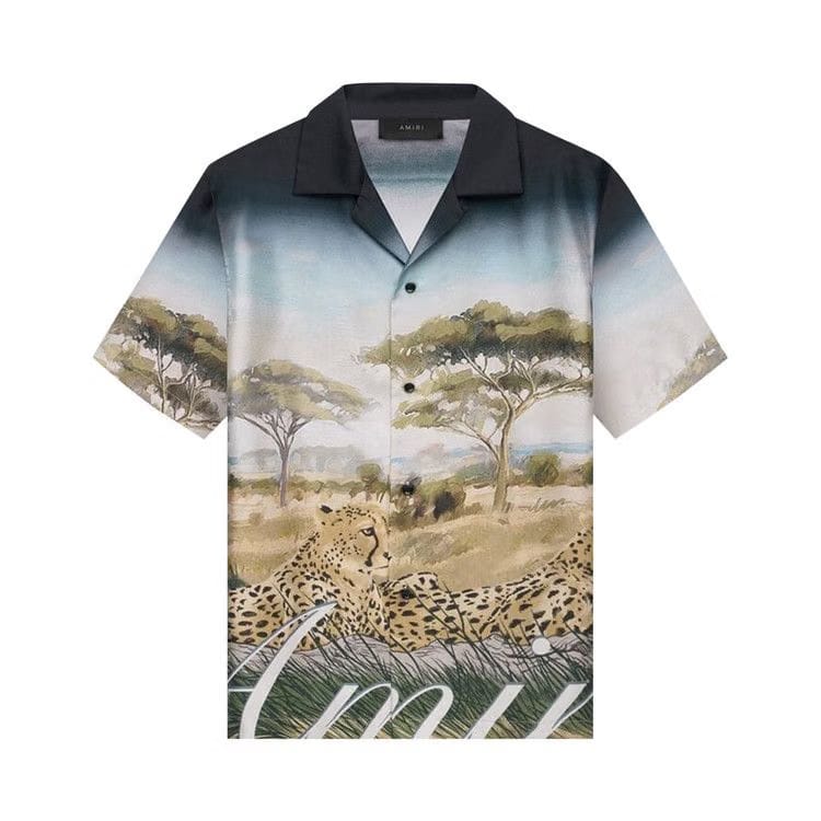 Amiri Cheetah Print Bowling Shirt Multicolor