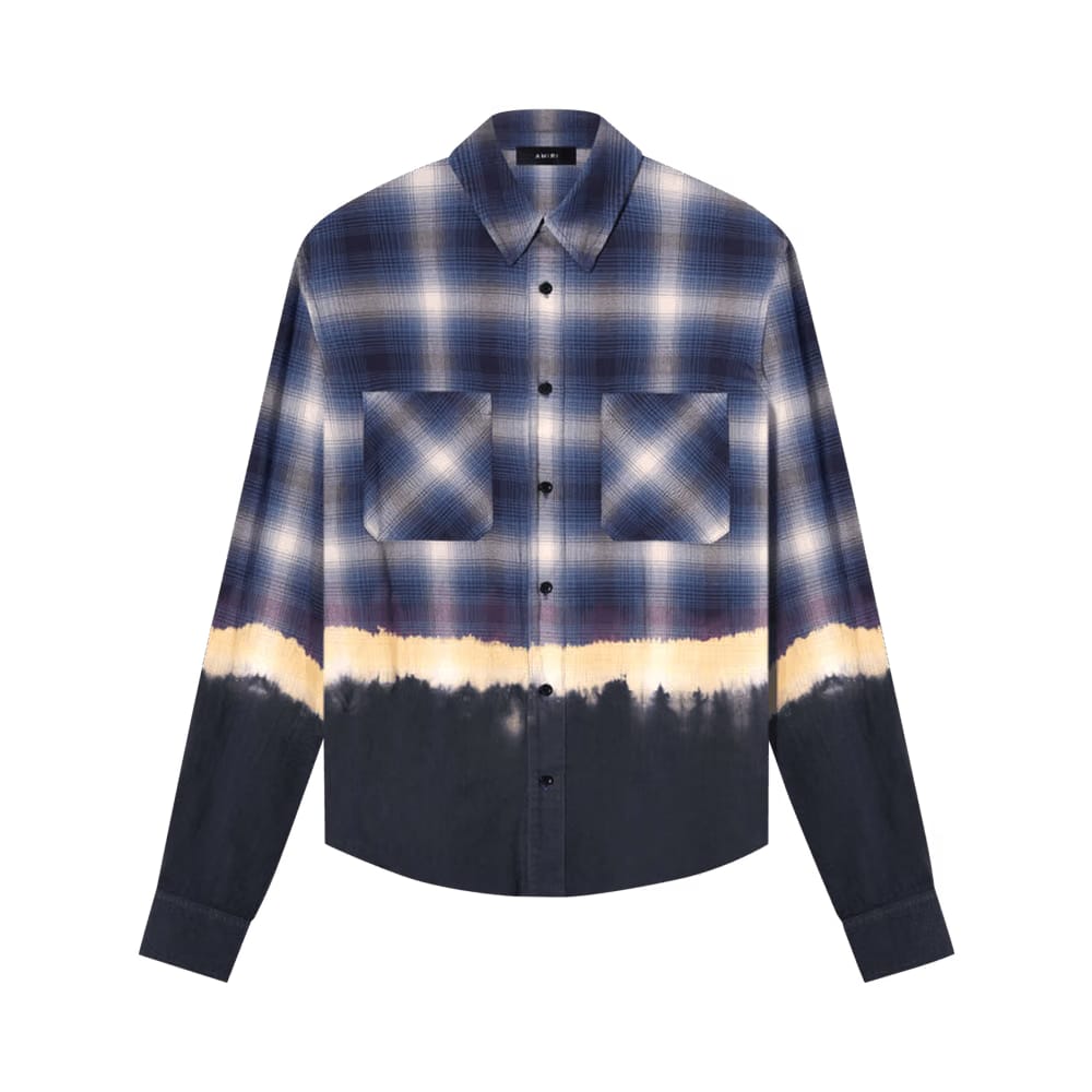 Amiri Bleach Bandana Plaid Shirt Blue