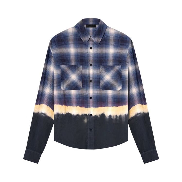 Amiri Bleach Bandana Plaid Shirt Blue